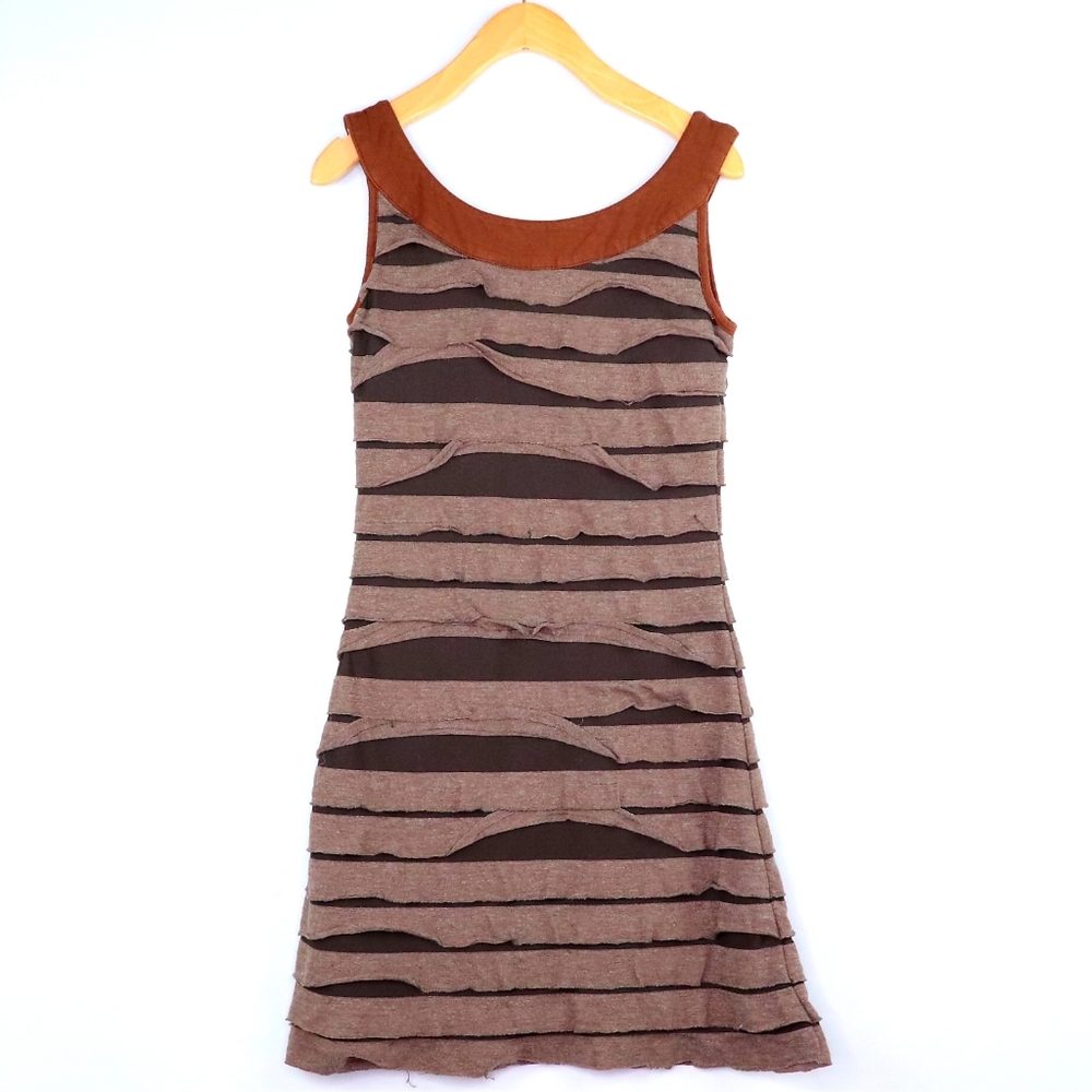 T. Bleu | Sheer BOHO Patchwork Brown Dress